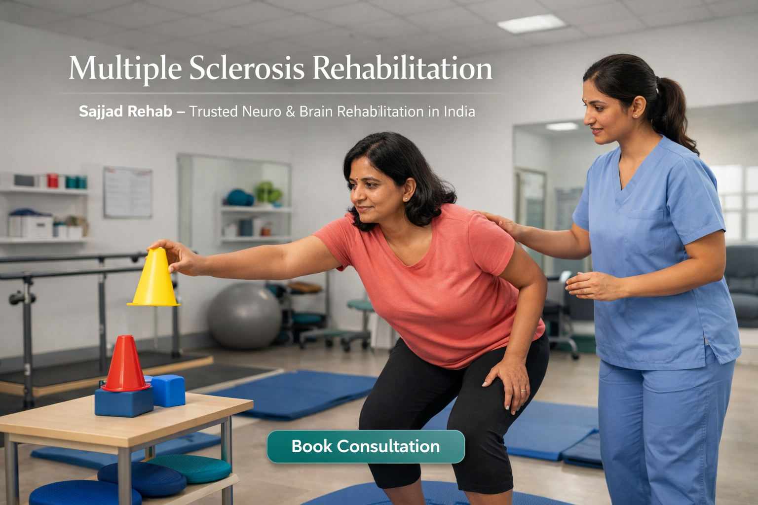 Neuro rehabilitation session for multiple sclerosis focused on balance and coordination training in India
